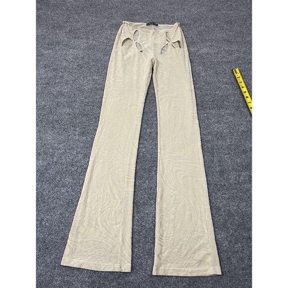 I. AM.GIA Amina Mesh Velvet Burnout Cut Out Low Rise Flare Groovy Pants 2XS Y2K - Picture 1 of 15